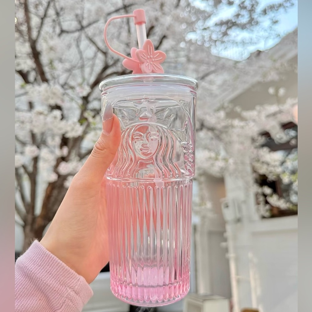 Starbucks Sakura Pink Gradient Glass Cold Cup 18oz (550ml) Overseas Exclusive